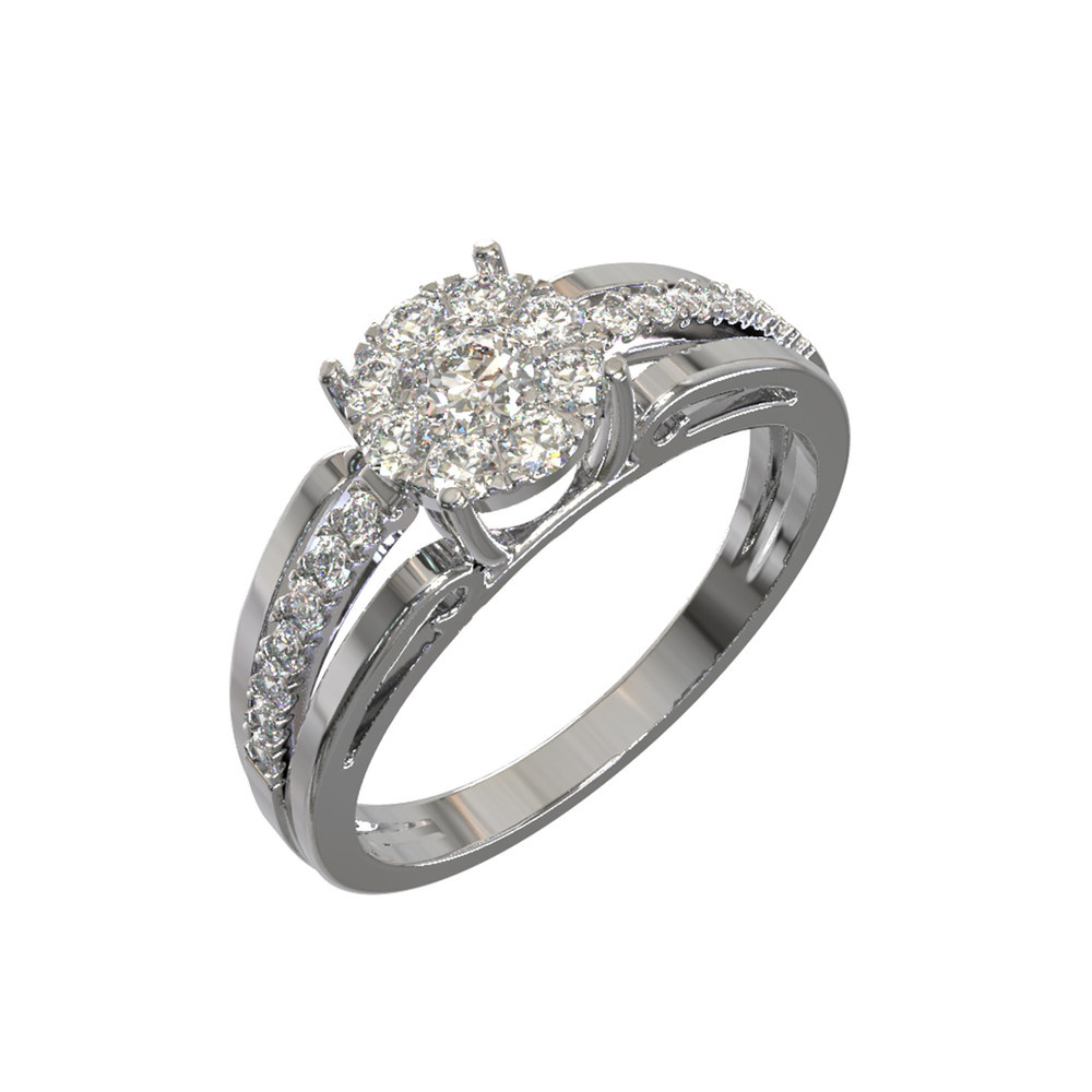 Кольцо из белого золота 585 пробы c бриллиантами