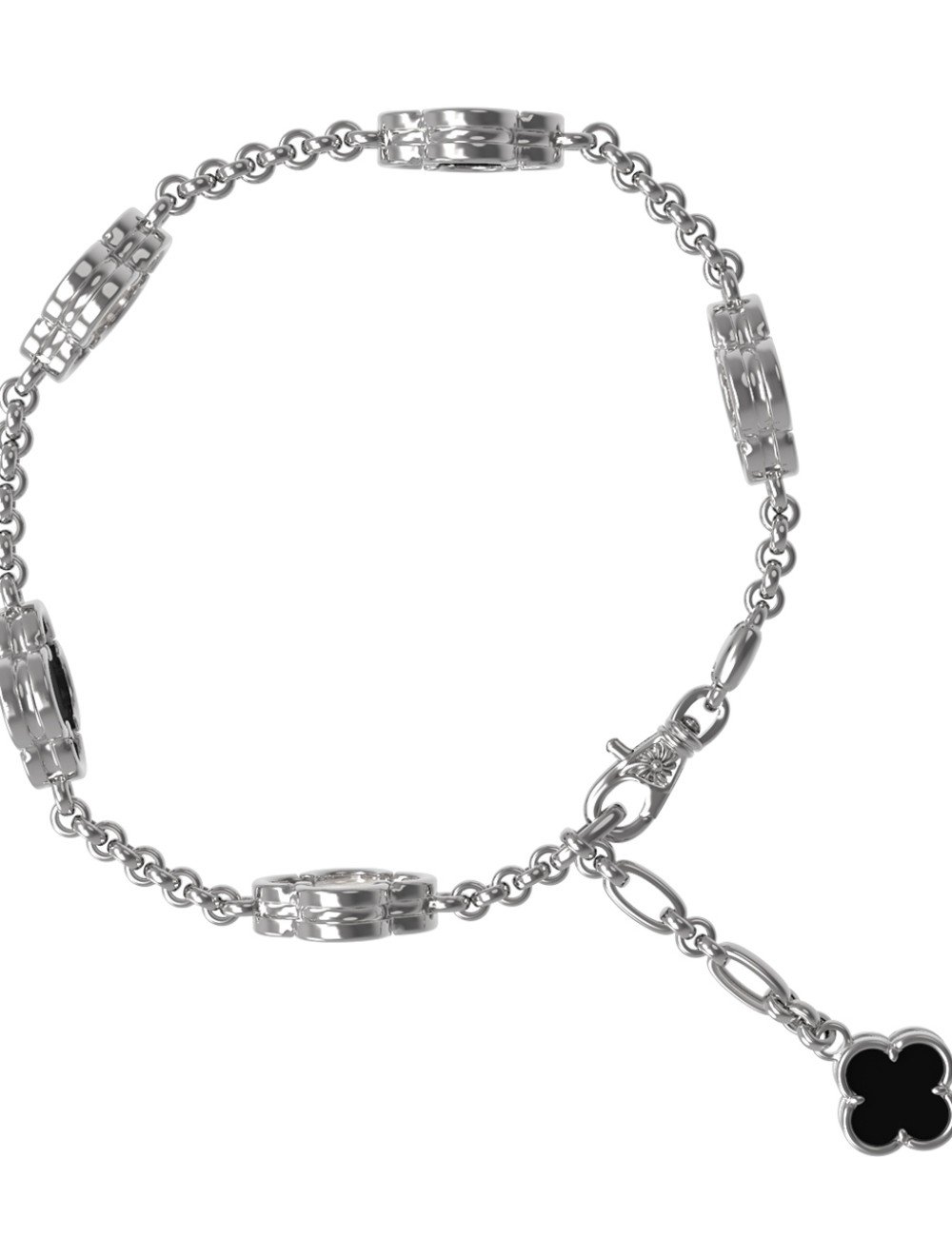 Браслет из белого золота c ониксом и перламутром