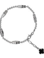 Браслет из белого золота c ониксом и перламутром