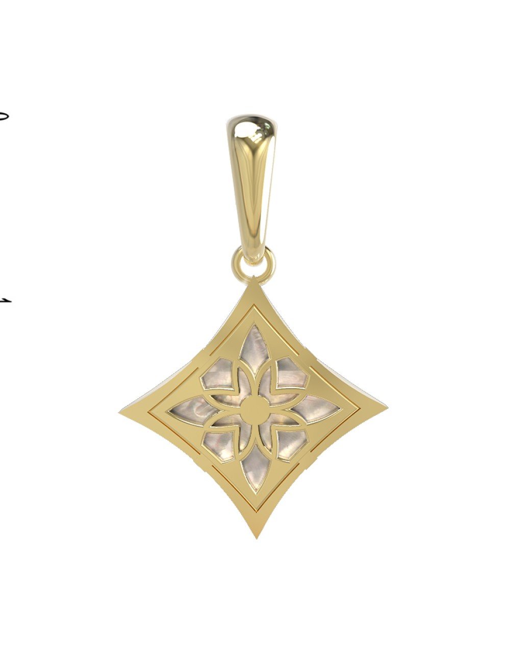 Подвеска из лимонного золота c перламутром