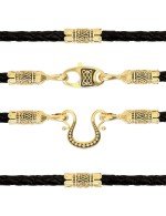 Гайтан из лимонного золота c кожаным шнурком