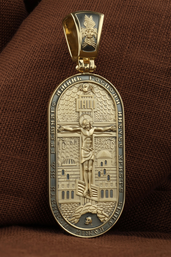 Нательная икона из лимонного золота 585 пробы