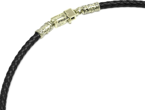 Цепь-шнурок кожа из зелёного золота 585 пробы c кожаным шнурком