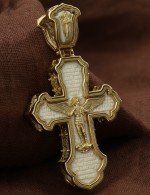 Крест из лимонного золота c бивнем мамонта
