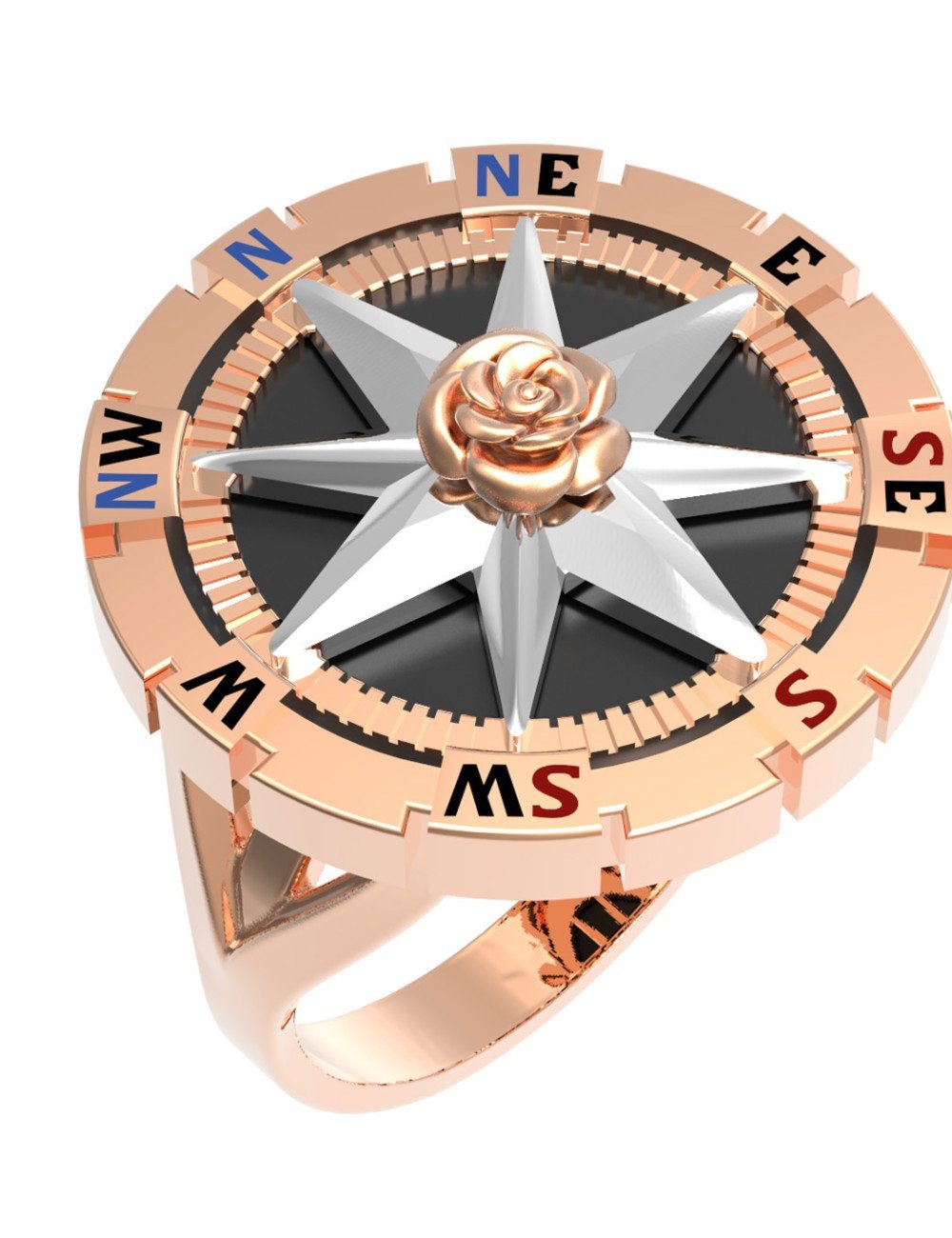 Кольцо из золота c эмалью и ониксом