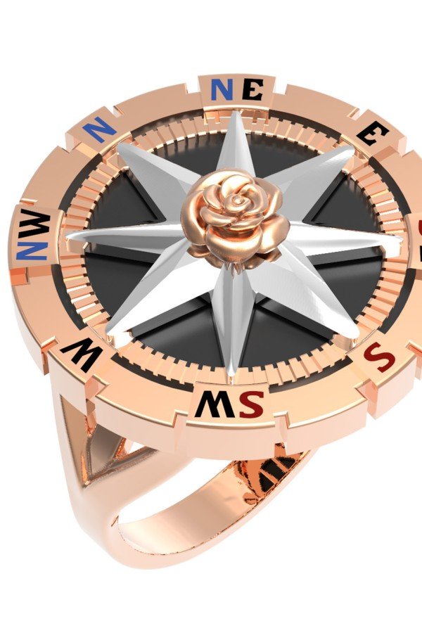 Кольцо из золота c эмалью и ониксом