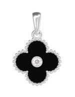 Подвеска из белого золота c бриллиантами и ониксом