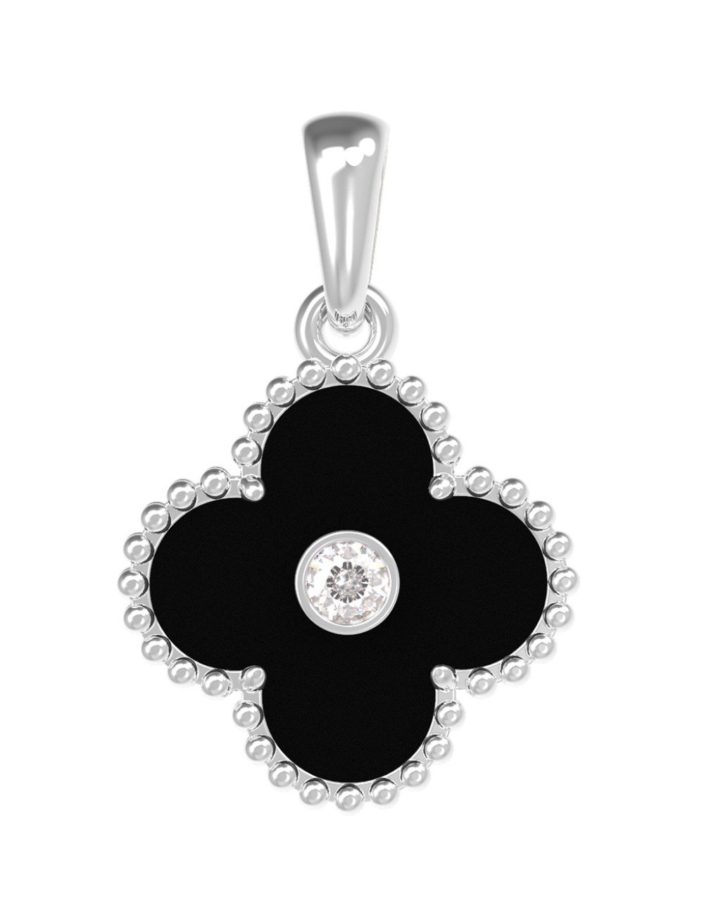 Подвеска из белого золота c бриллиантами и ониксом