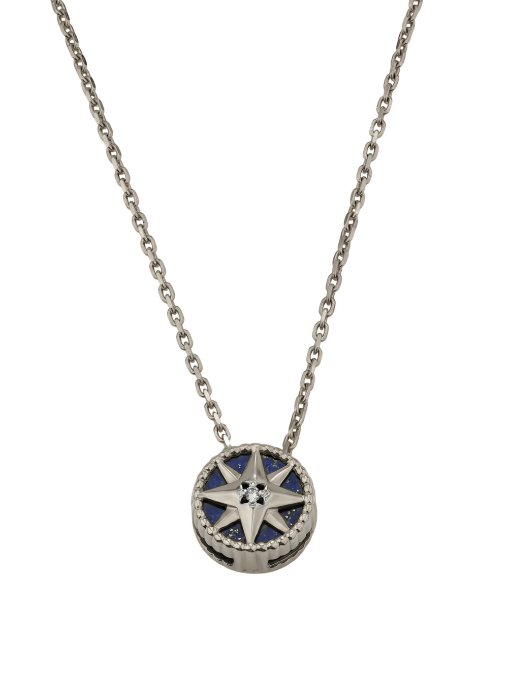 Колье из белого золота 585 пробы c бриллиантами и лазуритом