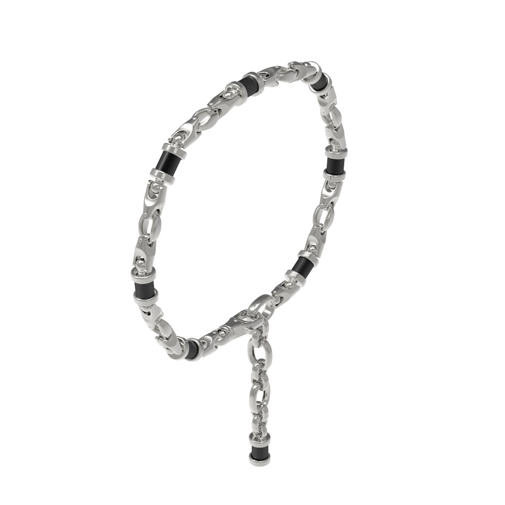 Браслет из белого золота 585 пробы c ониксом