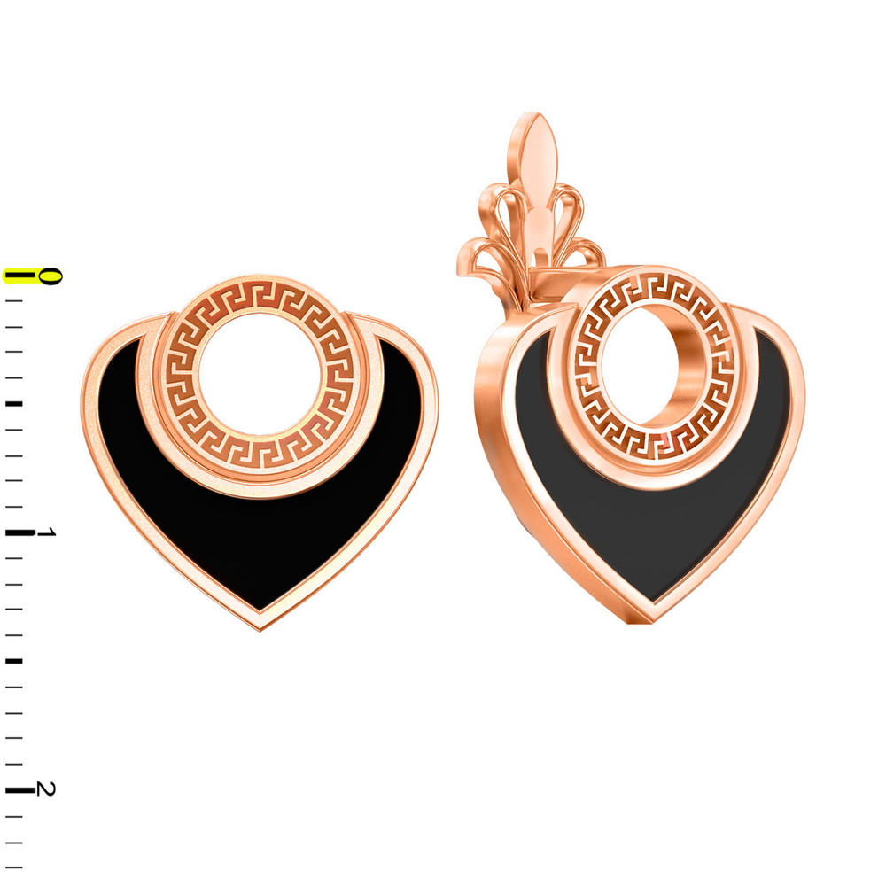 Серьги из красного золота 585 пробы c ониксом