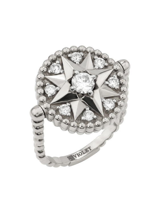 Кольцо из белого золота 585 пробы c бриллиантами