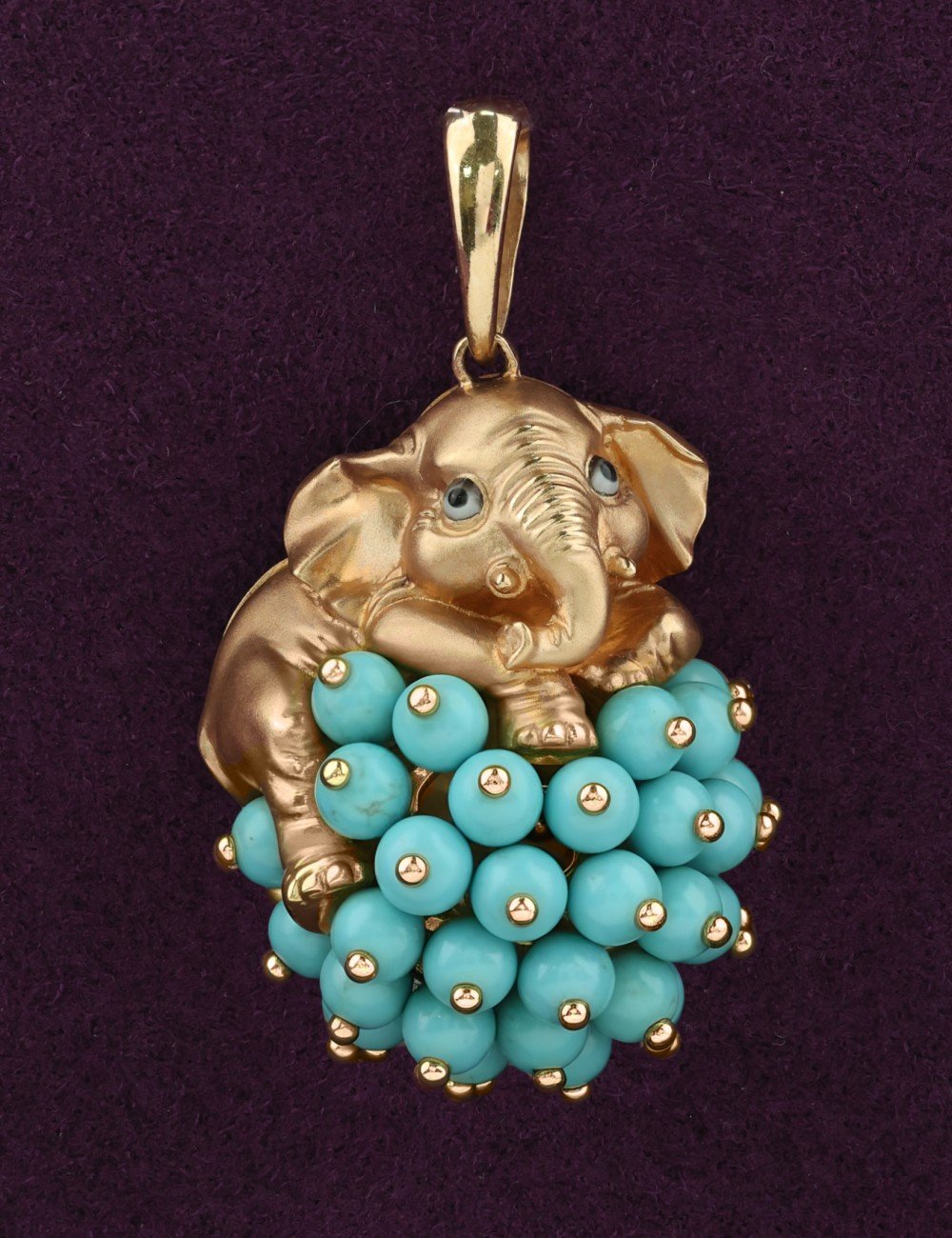 Подвеска из золота c эмалью и бирюзой