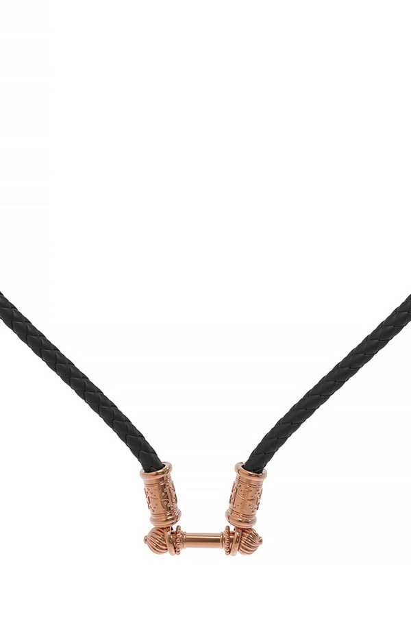 Гайтан из золота c кожаным шнурком