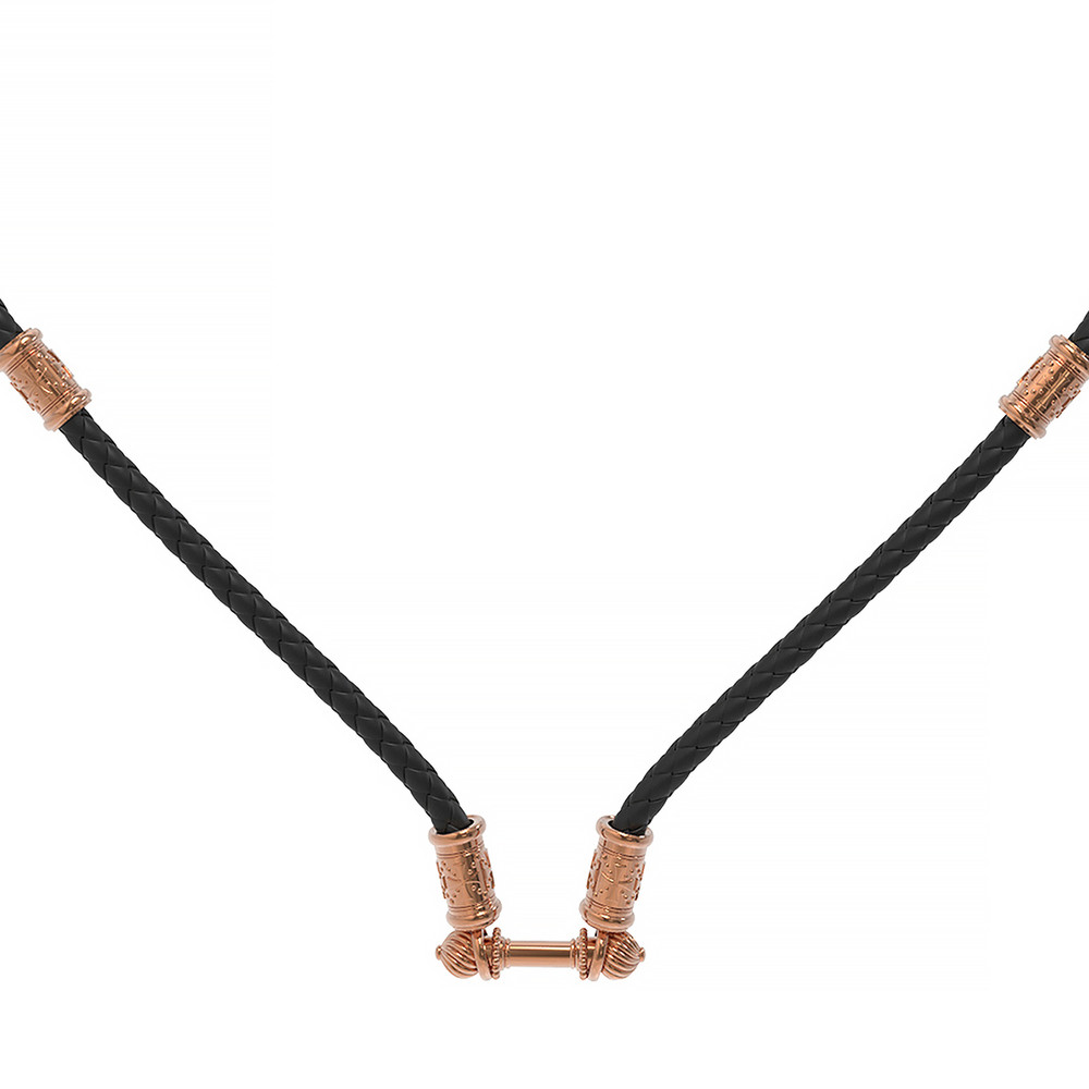 Цепь-шнурок кожа из красного золота 585 пробы c кожаным шнурком