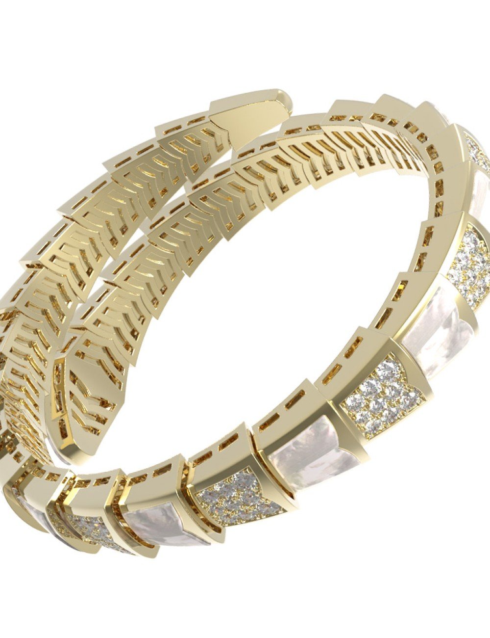 Браслет из лимонного золота c бриллиантами и перламутром