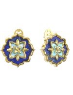 Серьги из лимонного золота c бирюзой и лазуритом