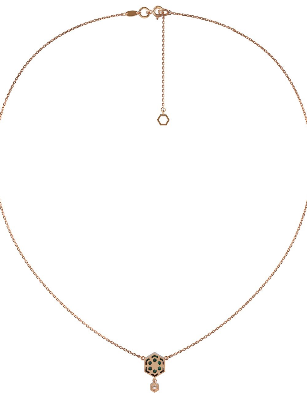 Колье из золота c бриллиантами и малахитом