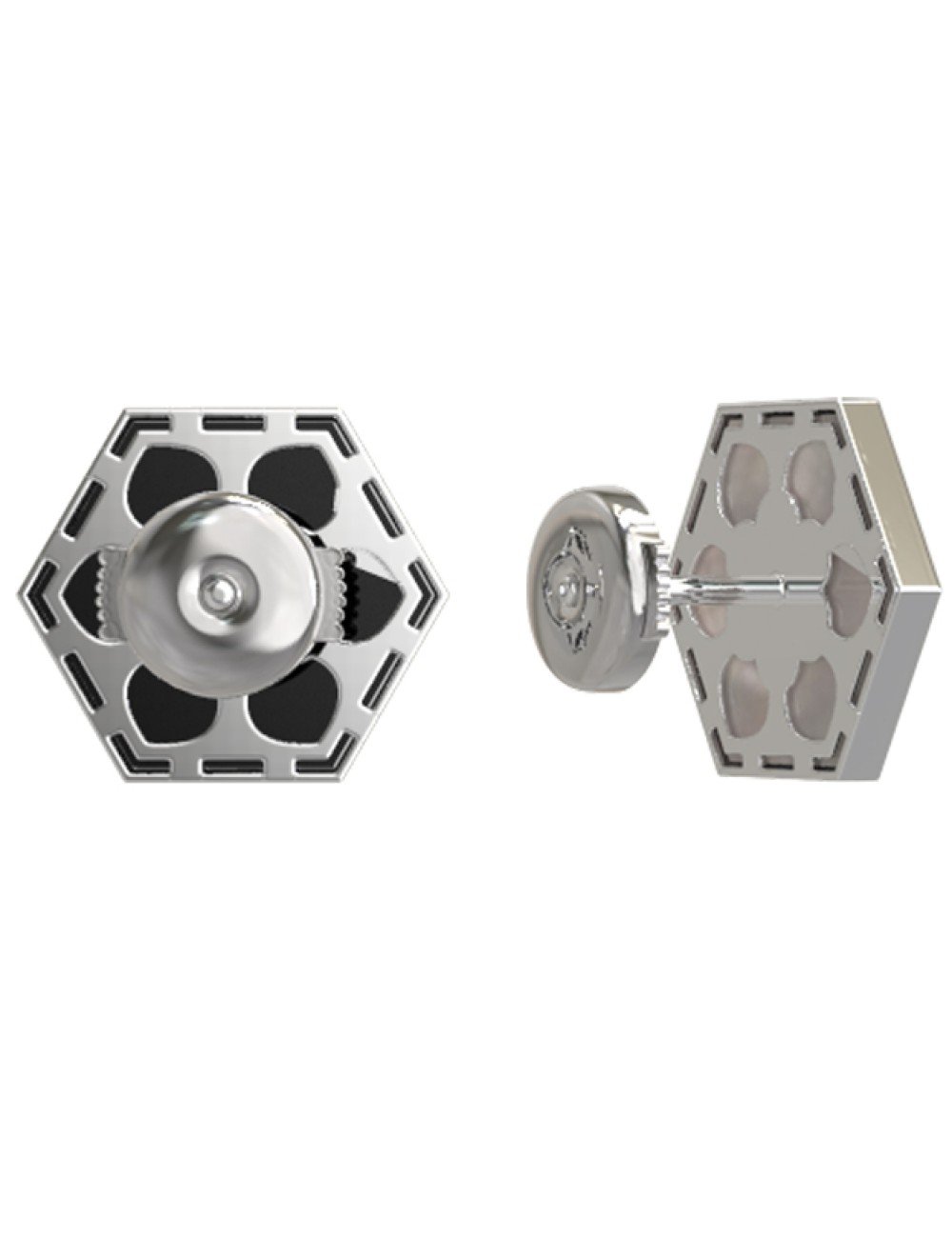 Серьги из белого золота c ониксом и перламутром