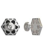 Серьги из белого золота c ониксом и перламутром