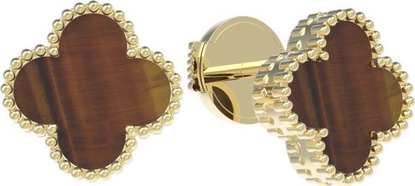 Серьги из лимонного золота c тигровым глазом