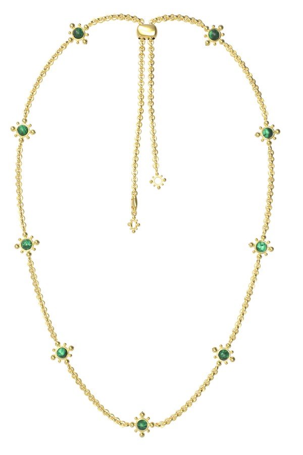 Колье из лимонного золота c малахитом