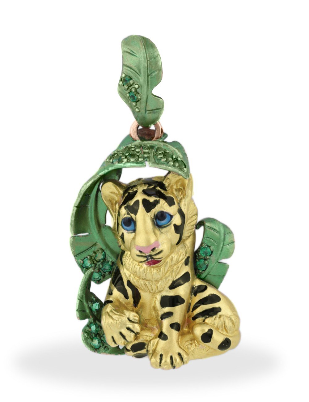 Подвеска из золота c эмалью и изумрудом