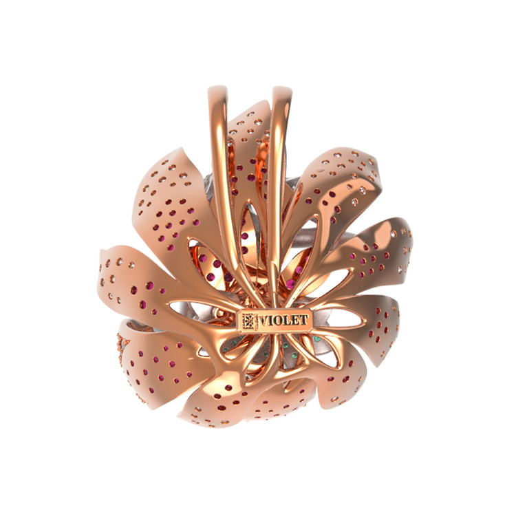 Подвеска из красного золота 585 пробы c фианитом