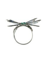 Кольцо из белого золота c сапфиром и эмалью