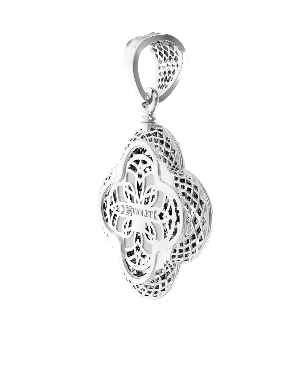 Подвеска из белого золота c эмалью и перламутром