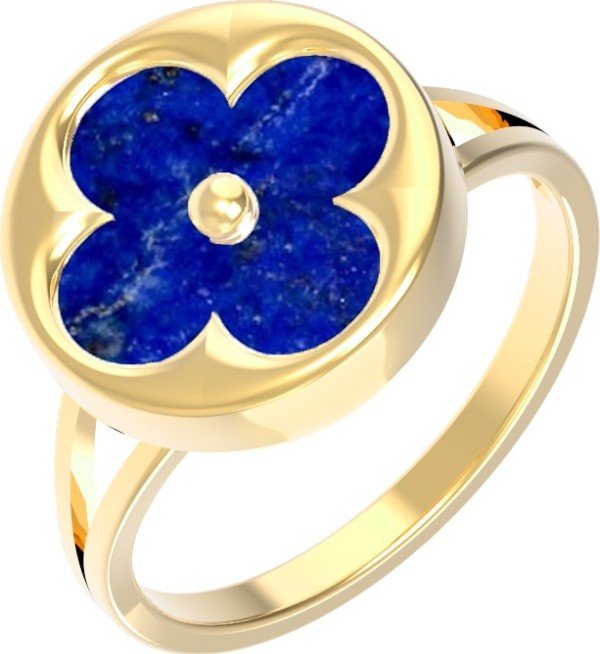 Кольцо из лимонного золота c лазуритом
