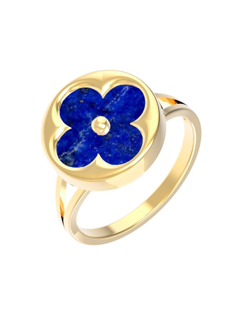Кольцо из лимонного золота c лазуритом