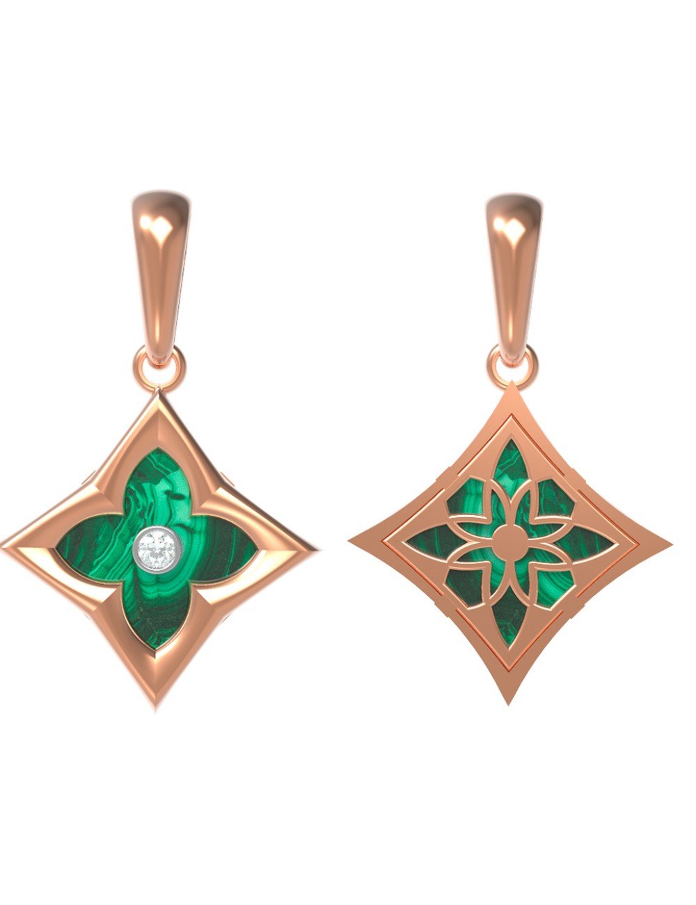 Подвеска из золота c бриллиантами и малахитом