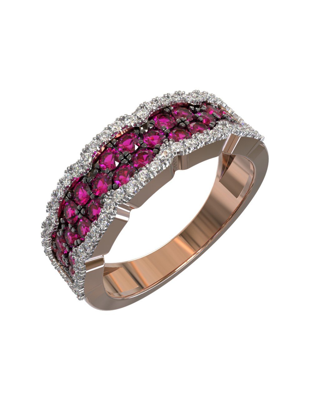 Кольцо из золота c бриллиантами и рубином