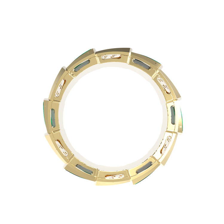 Кольцо из лимонного золота 585 пробы c бриллиантами и малахитом