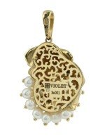 Подвеска из лимонного золота c эмалью и жемчугом