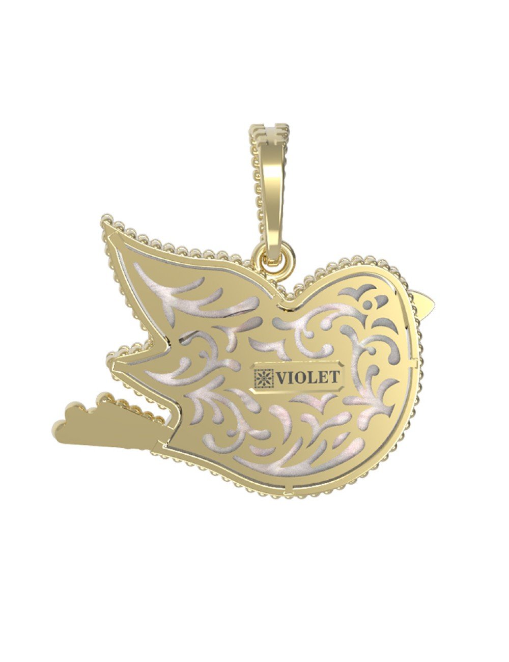 Подвеска из лимонного золота c эмалью и перламутром