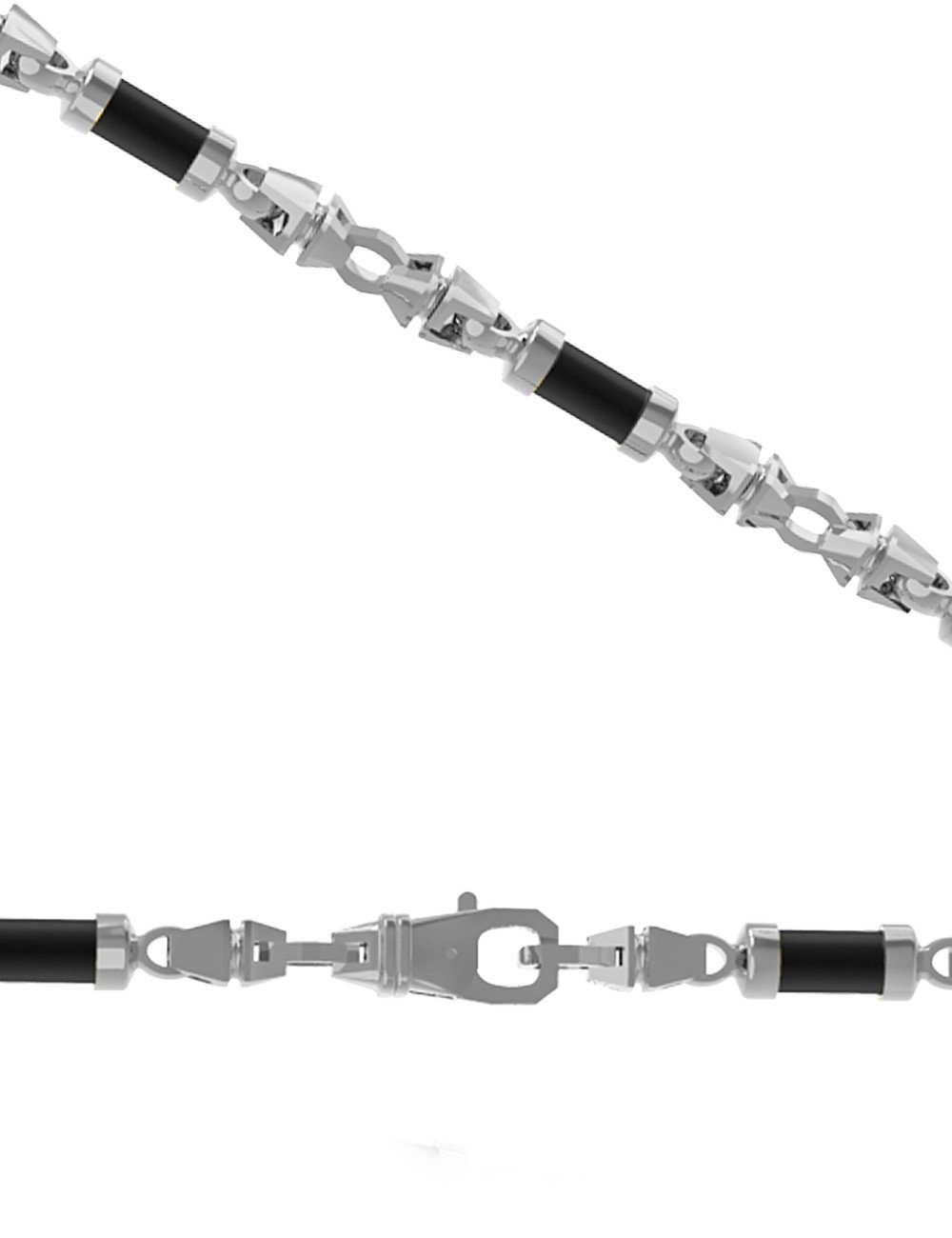 Цепь из белого золота c ониксом