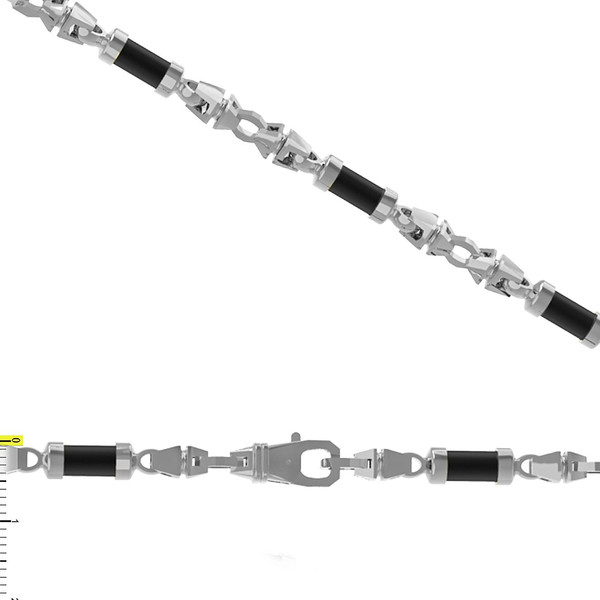 Цепь из белого золота 585 пробы c ониксом