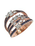 Кольцо из золота c бриллиантами и сапфиром