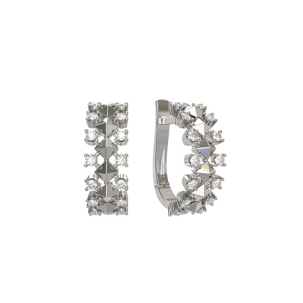 Серьги из белого золота 585 пробы c бриллиантами