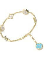 Браслет из лимонного золота c бриллиантами, бирюзой и перламутром