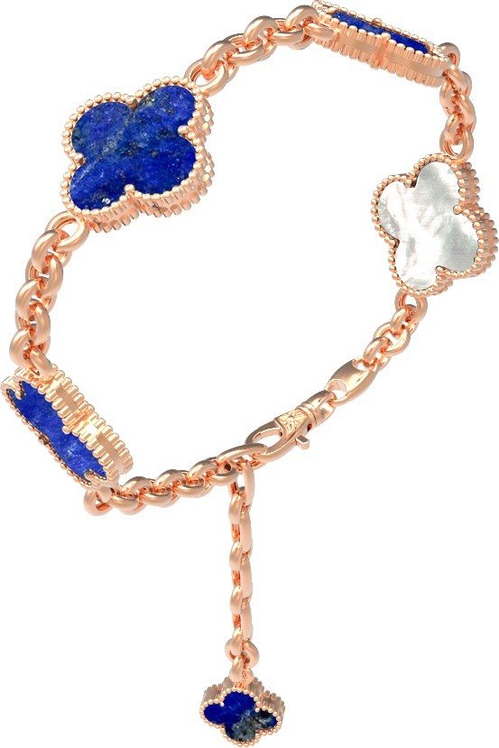 Браслет из золота c лазуритом и перламутром