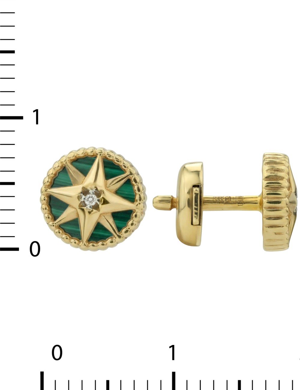 Серьги из лимонного золота c бриллиантами и малахитом