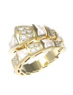 Кольцо из лимонного золота c бриллиантами и перламутром