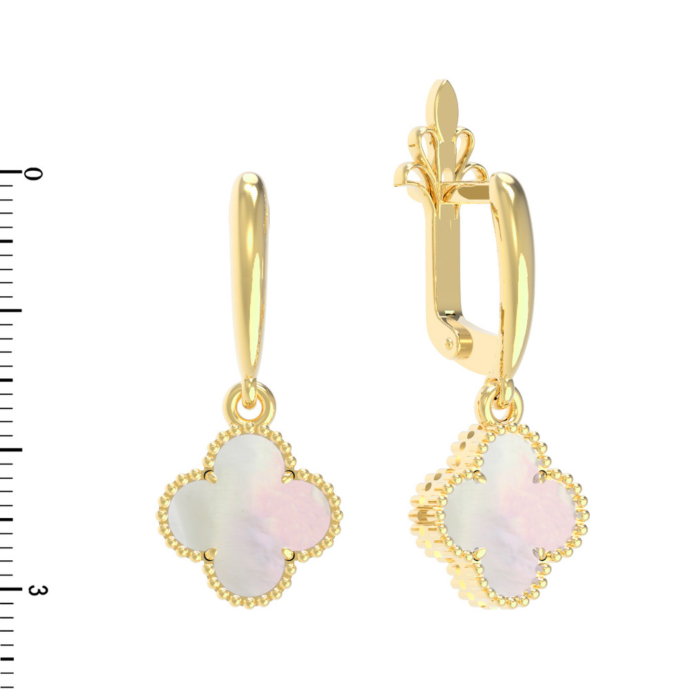 Серьги из лимонного золота 585 пробы c перламутром