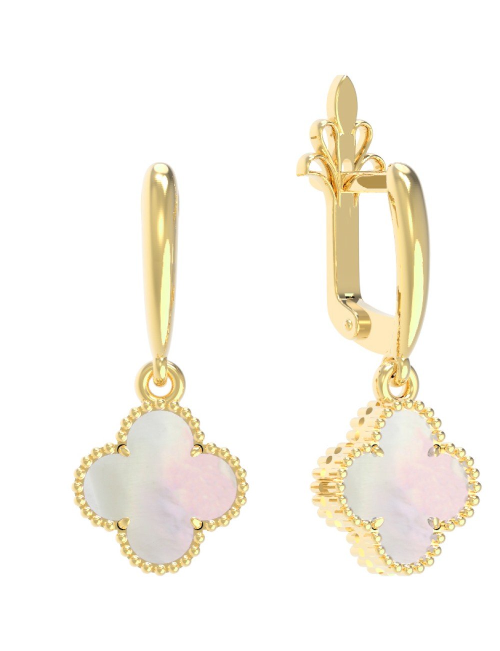 Серьги из лимонного золота c перламутром