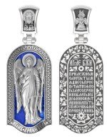 Образок из белого золота c эмалью