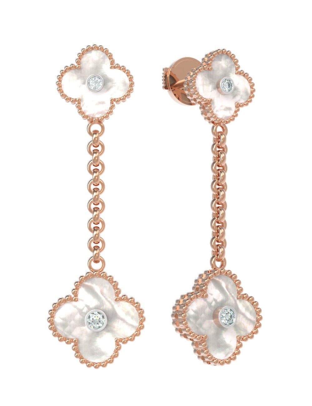 Серьги из золота c бриллиантами и перламутром