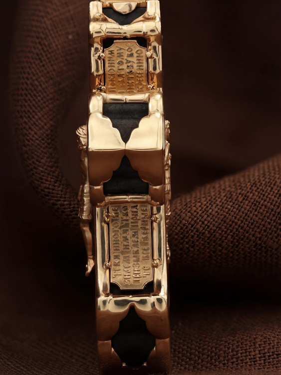 Крест из красного золота 585 пробы c эбеновым деревом